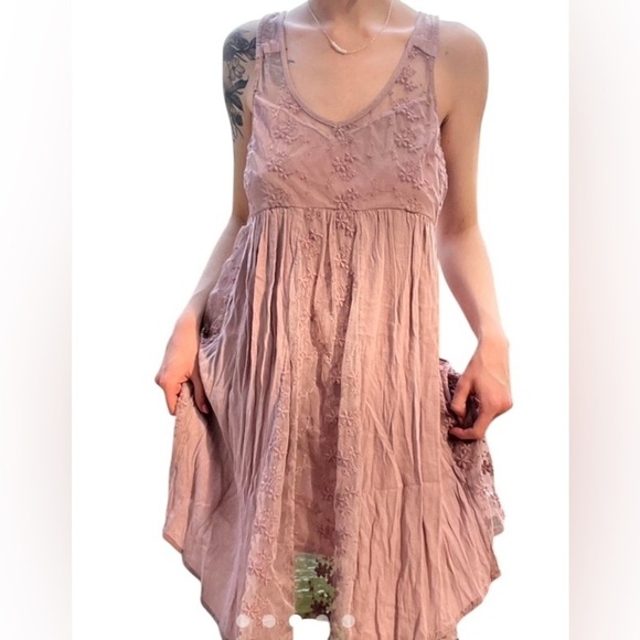 Abercrombie & Fitch Fairy Dress Size XS Mauve Empire Waist Embroidered Boho - Picture 1 of 11